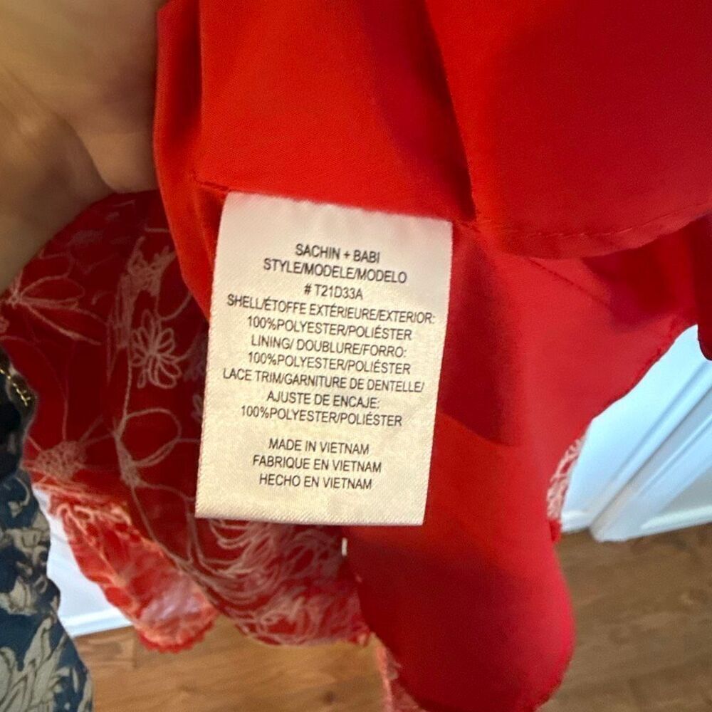 Anthropologie X Sachin and Babi red embroidered midi dress 6 - Picture 9 of 15